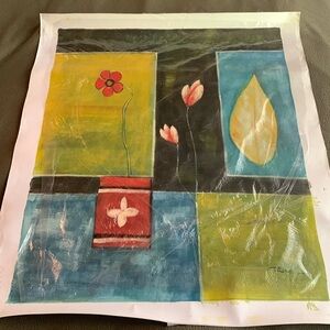 Colorful botanical original oil painting.  Approximately 20 1/4” x 24 1/4”